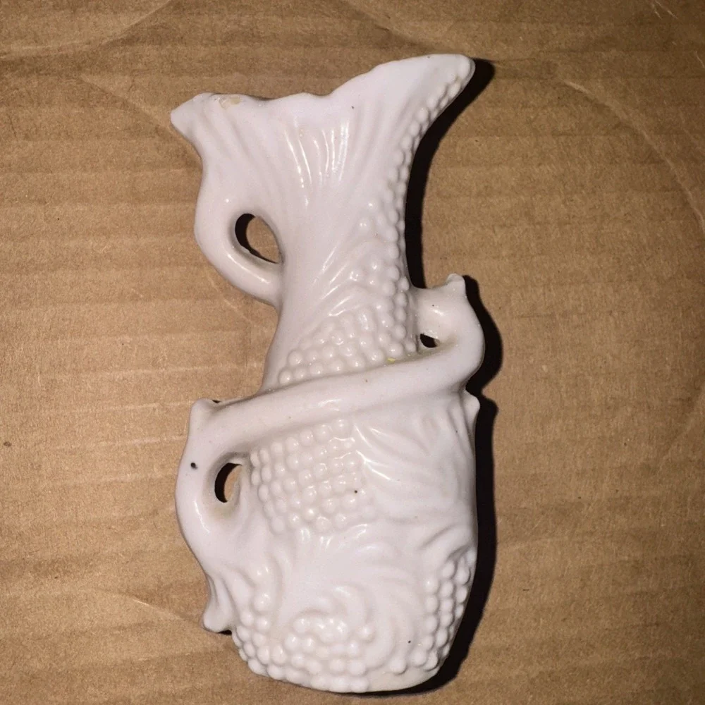 Vtg Porcelain Miniature Vase Hand‎ Painted Floral Cherub Designs MCM 4.25